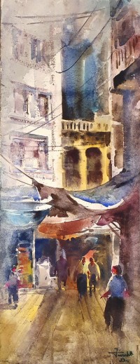 Farrukh Naseem, 11 x 30 Inch, Watercolor On Paper, Seascape Painting,AC-FN-108